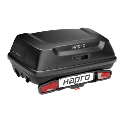 картинка Автомобильный бокс на фаркоп Hapro Boxer M 340 Hexagon black, черный компании RackWorld